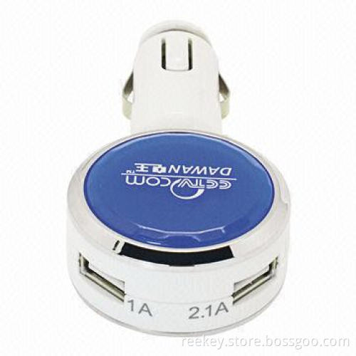 Dual-USB Car Use Charger, Classic Design, 24/12V DC Input Voltage